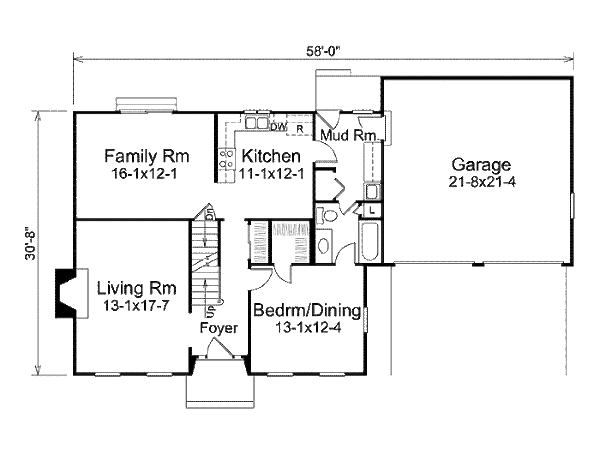 Colonial Floor Plan - Main Floor Plan #57-513
