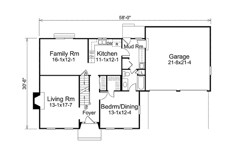 Colonial Style House Plan - 4 Beds 2 Baths 1872 Sq/Ft Plan #57-513 ...