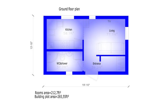Floor Plan - Main Floor for Modern House Plan #549-23 - 1 bed, 1 bath
