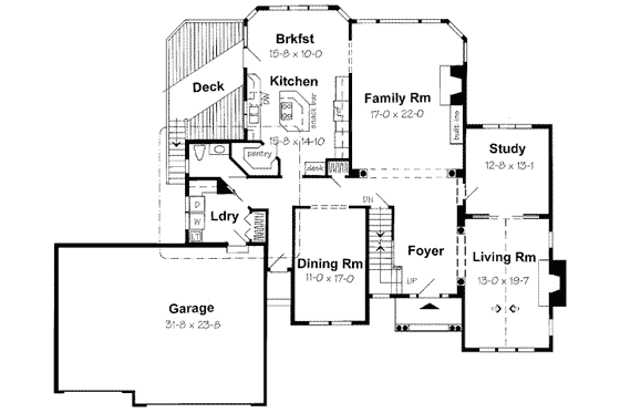 Floor Plan - Main Floor for Traditional House Plan #312-148 - 4 bed, 3.5 bath