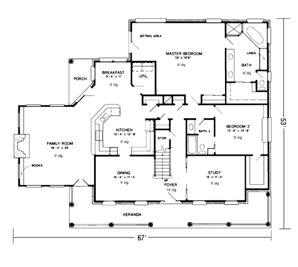 House Plan Design - Southern Floor Plan - Main Floor Plan #410-182
