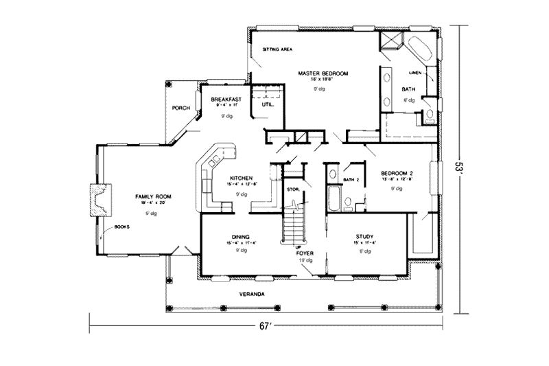 House Plan Design - Floor Plan - Main Floor for Southern House Plan #410-182 - 4 bed, 3 bath