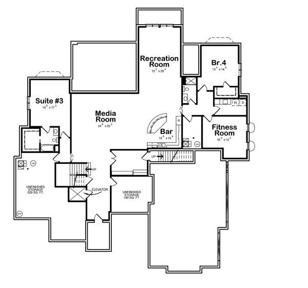 Home Plan - Traditional Floor Plan - Lower Floor Plan #20-2530
