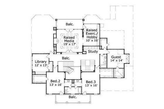 Floor Plan - Upper Floor for Colonial House Plan #411-769 - 5 bed, 3.5 bath