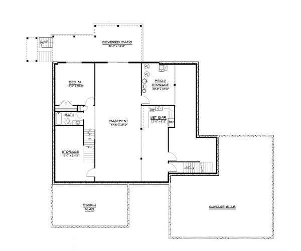 Country Floor Plan - Lower Floor Plan #1064-236