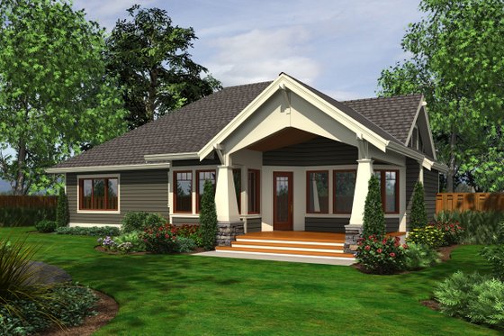 Exterior - Rear Elevation for Craftsman House Plan #132-199 - 3 bed, 2 bath