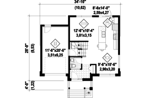 Floor Plan - Main Floor for Contemporary House Plan #25-4572 - 3 bed, 1 bath