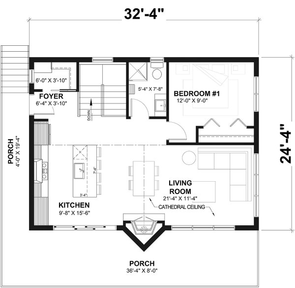 Home Plan - Floor Plan - Main Floor for Contemporary House Plan #23-2040 - 3 bed, 2 bath