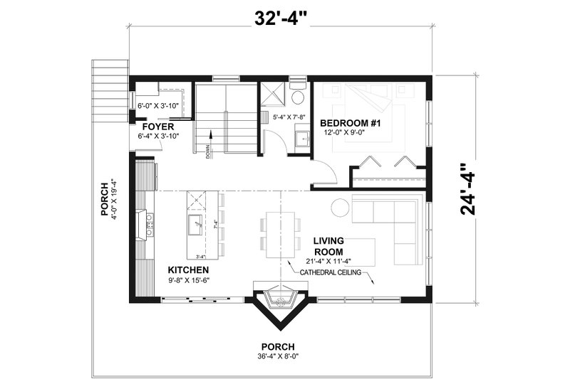 Home Plan - Floor Plan - Main Floor for Contemporary House Plan #23-2040 - 3 bed, 2 bath