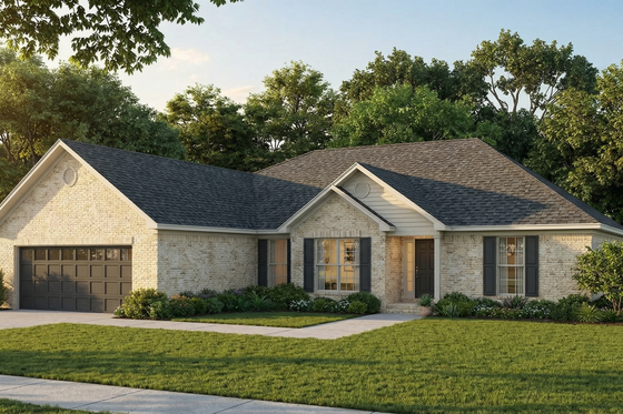 Exterior - Front Elevation for Southern House Plan #17-2339 - 3 bed, 2 bath