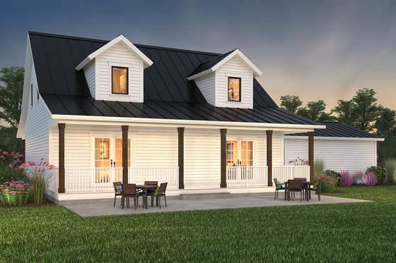 Exterior - Rear Elevation for Farmhouse House Plan #497-8 - 3 bed, 3.5 bath