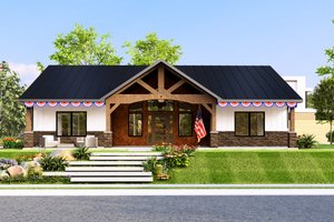 Exterior - Front Elevation 6 for Ranch House Plan #1064-191 - 3 bed, 2 bath