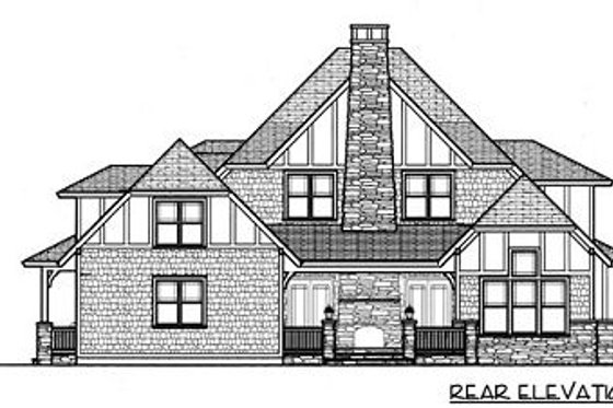 Exterior - Rear Elevation for European House Plan #413-131 - 4 bed, 3.5 bath