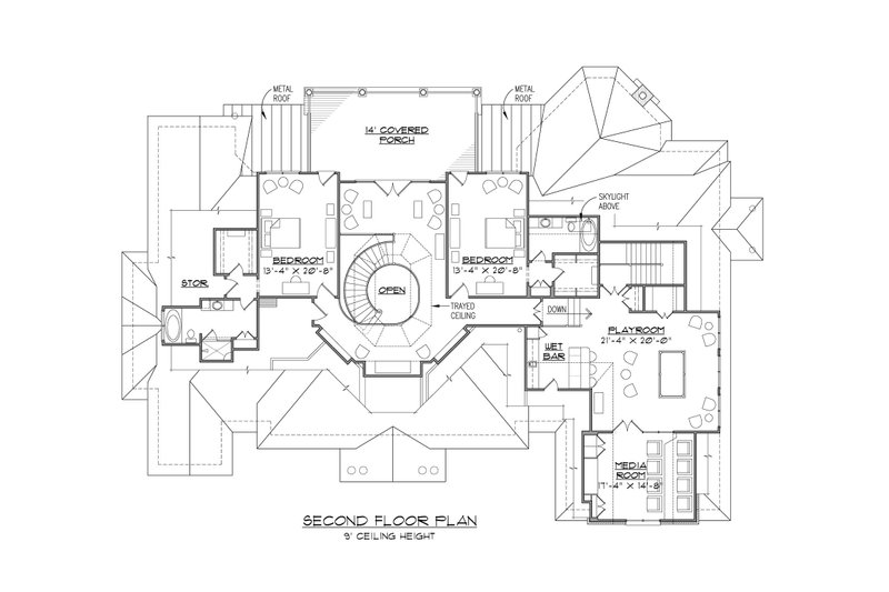 Dream House Plan - Floor Plan - Upper Floor for European House Plan #1054-91 - 4 bed, 4.5 bath