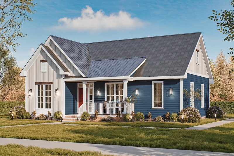 House Blueprint - Exterior - Front Elevation 3 for Bungalow House Plan #54-605 - 3 bed, 2 bath