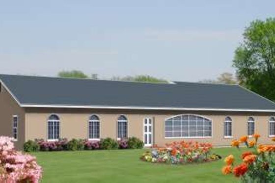 Exterior - Front Elevation for Adobe / Southwestern House Plan #1-600 - 3 bed, 2 bath