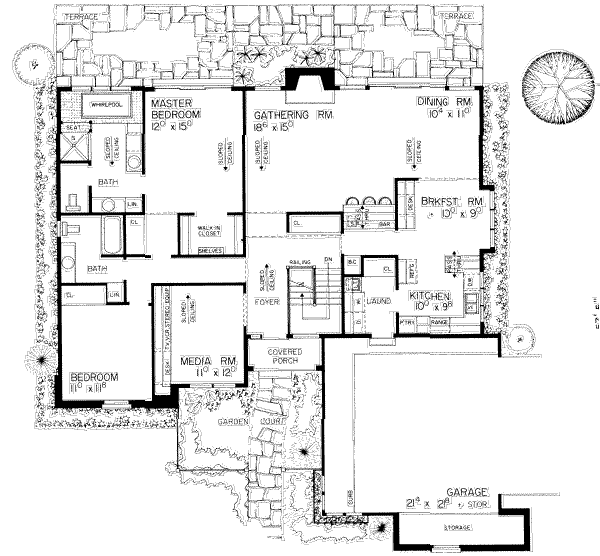 Ranch Style House Plan - 2 Beds 2 Baths 1834 Sq/Ft Plan #72-452