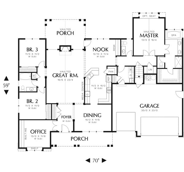 Home Plan - Craftsman Floor Plan - Main Floor Plan #48-555