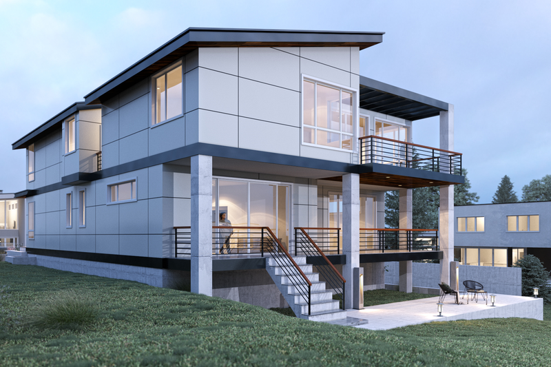 Architectural House Design - Exterior - Rear Elevation 1 for Contemporary House Plan #1066-35 - 4 bed, 4.5 bath