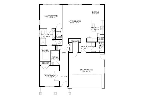 Floor Plan - Main Floor for Craftsman House Plan #1060-449 - 2 bed, 2 bath
