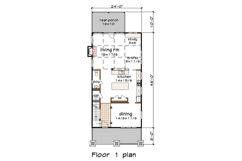 Home Plan - Floor Plan - Main Floor for Craftsman House Plan #79-317 - 2 bed, 2.5 bath