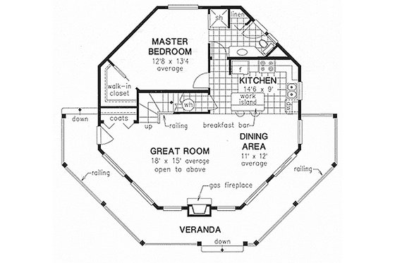Floor Plan - Main Floor for Country House Plan #18-296 - 3 bed, 2 bath