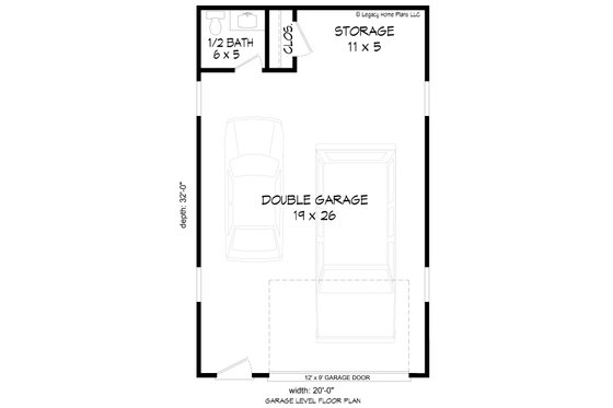 Floor Plan - Main Floor for Contemporary House Plan #932-942, 0.5 bath
