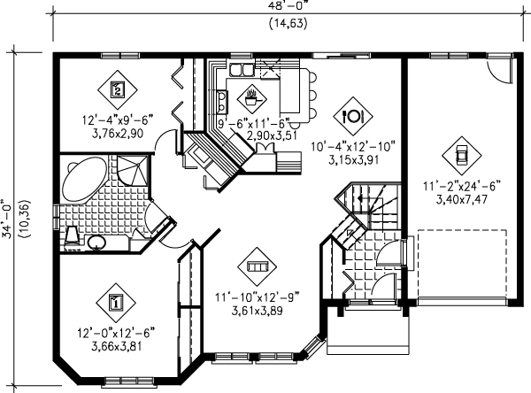 European Floor Plan - Main Floor Plan #25-184
