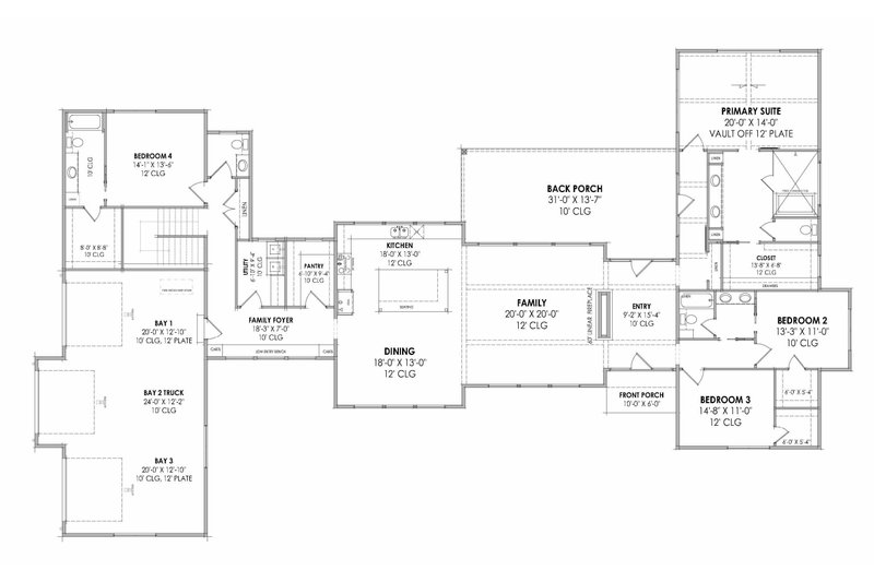 House Design - Floor Plan - Main Floor 1 for Modern House Plan #1096-56 - 4 bed, 3.5 bath