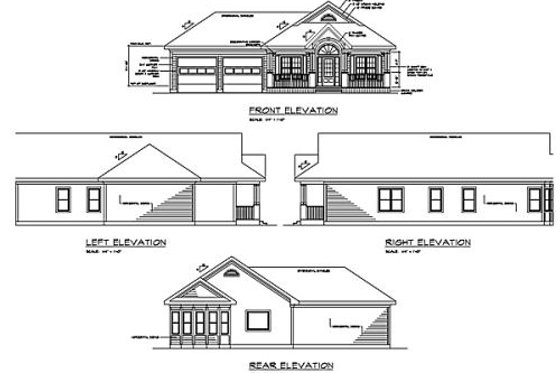 Exterior - Rear Elevation for Cottage House Plan #56-232 - 3 bed, 2 bath