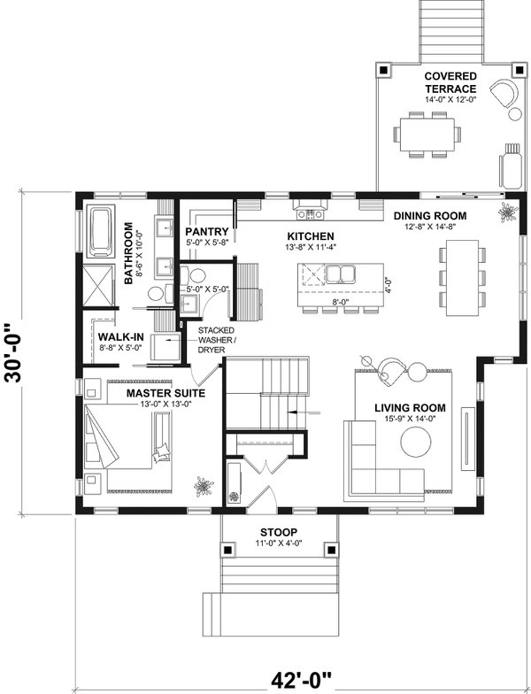 House Blueprint - Bungalow Floor Plan - Main Floor Plan #23-2870