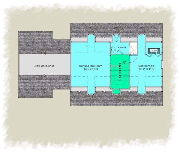Colonial Floor Plan - Upper Floor Plan #489-7