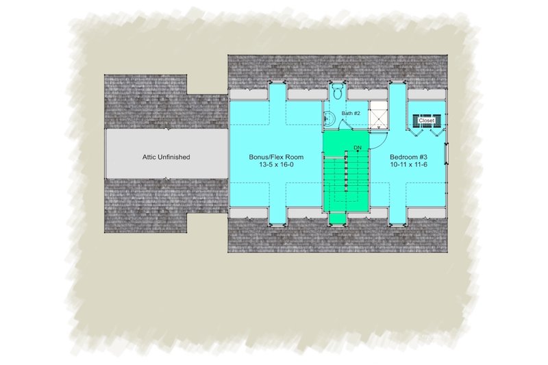 House Design - Floor Plan - Upper Floor for Colonial House Plan #489-7 - 3 bed, 2.5 bath