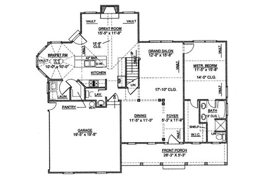 Floor Plan - Main Floor for Country House Plan #119-268 - 3 bed, 2.5 bath