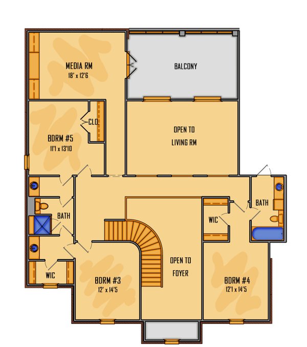 Traditional Floor Plan - Upper Floor Plan #1081-46