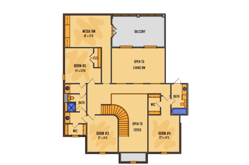 House Blueprint - Floor Plan - Upper Floor for Traditional House Plan #1081-46 - 5 bed, 4.5 bath