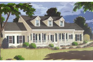 Country Exterior - Front Elevation Plan #3-296