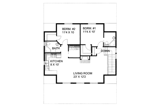 Floor Plan - Main Floor for Country House Plan #117-687 - 2 bed, 2 bath