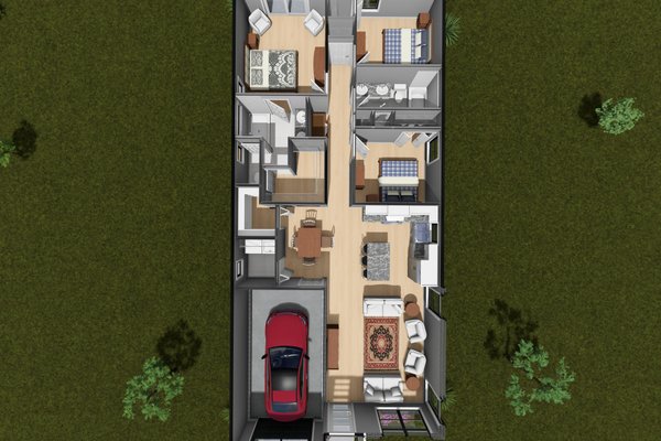 Home Plan - Floor Plan - Main Floor 1 for Modern House Plan #513-2495 - 3 bed, 2 bath
