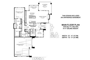 Floor Plan - Main Floor for Modern House Plan #1100-83 - 1 bed, 1.5 bath