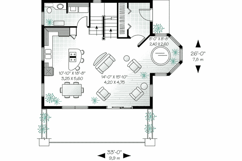 Dream House Plan - Floor Plan - Main Floor for Cottage House Plan #23-505 - 2 bed, 1.5 bath