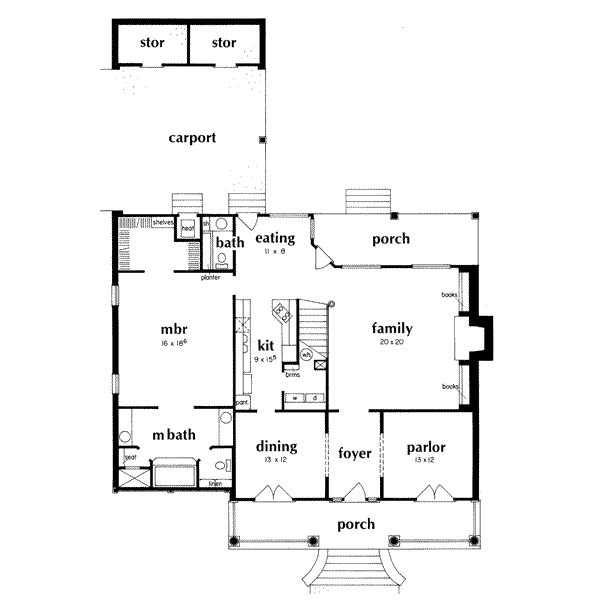 House Plan Design - Southern Floor Plan - Main Floor Plan #36-250