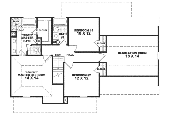 Floor Plan - Upper Floor for Colonial House Plan #81-119 - 3 bed, 2.5 bath