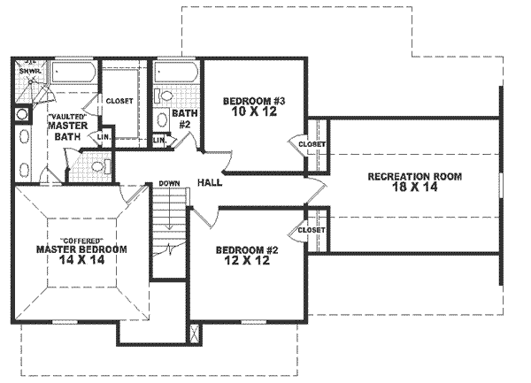 Colonial Floor Plan - Upper Floor Plan #81-119