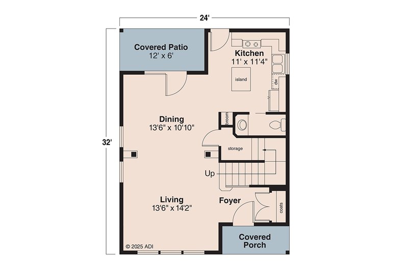 Dream House Plan - Floor Plan - Main Floor for Farmhouse House Plan #124-310 - 3 bed, 2.5 bath