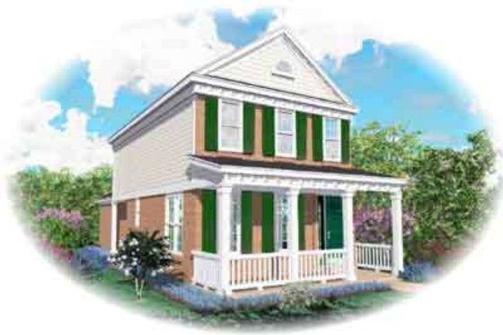 Exterior - Front Elevation for Classical House Plan #81-447 - 2 bed, 2.5 bath
