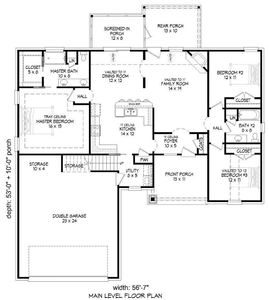 Modern Style House Plan 3 Beds 2 Baths 2000 Sqft Plan 932 553