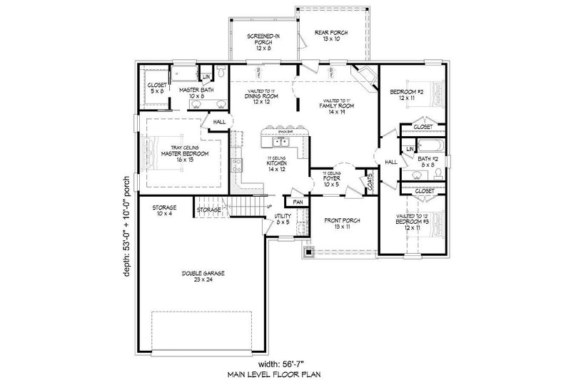 House Blueprint - Floor Plan - Main Floor for Modern House Plan #932-553 - 3 bed, 2 bath