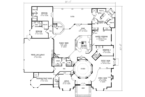 Floor Plan - Main Floor for Mediterranean House Plan #1-932 - 5 bed, 5.5 bath