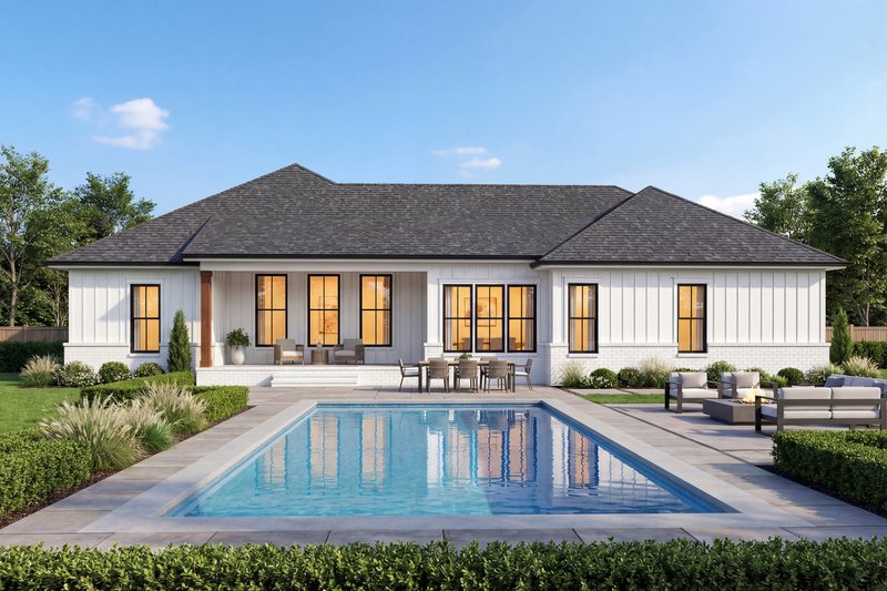 Home Plan - Exterior - Rear Elevation 1 for Ranch House Plan #430-424 - 4 bed, 2 bath